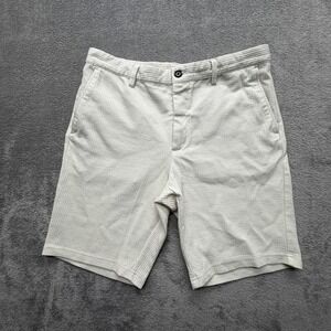 Zara Shorts Mens L White Canvas Chino Flat Front‎ Stretch Pockets 11 Inseam